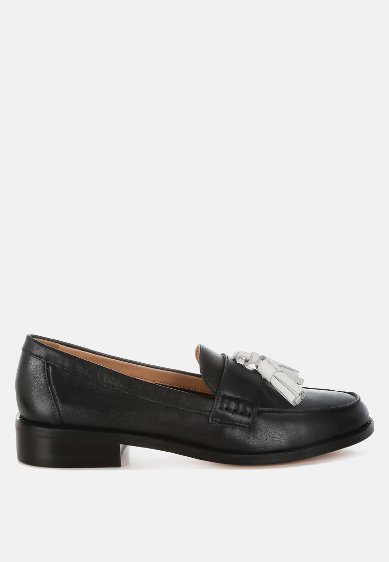 yelena real leather tassel loafers#color_black