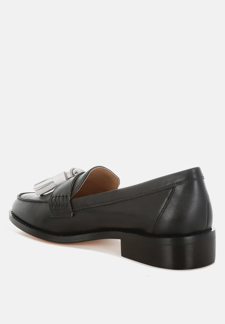 yelena real leather tassel loafers#color_black