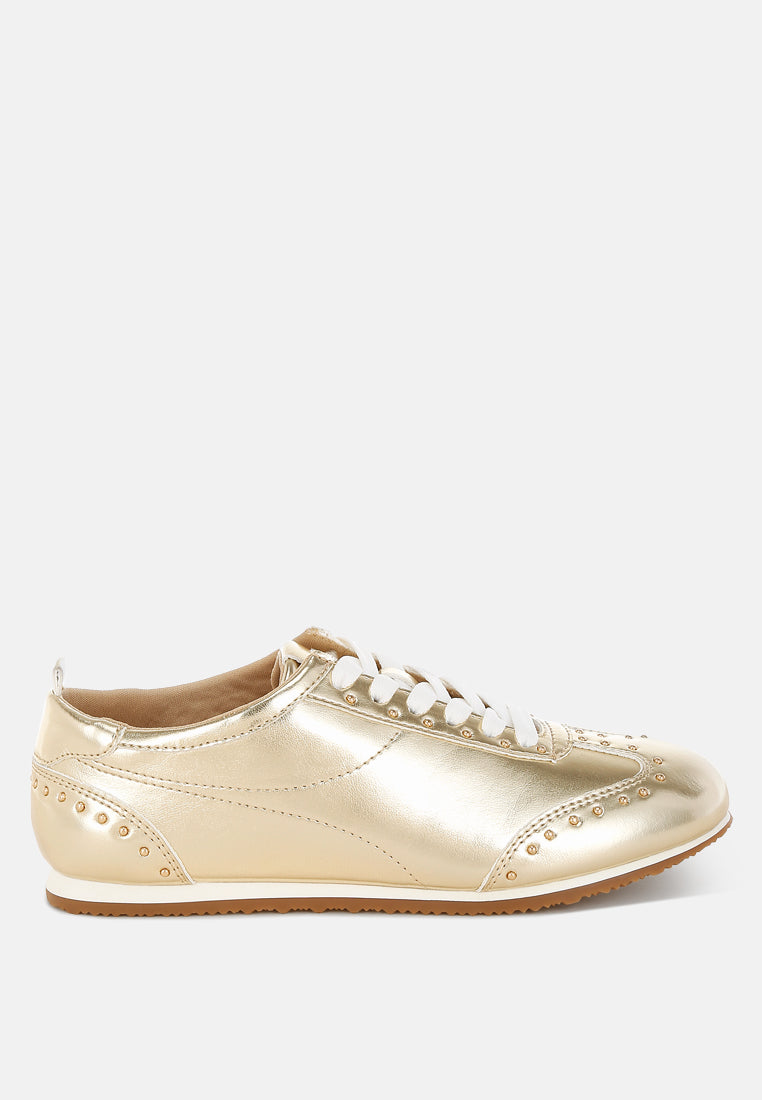 yorika studded metallic pleather sneakers#color_gold