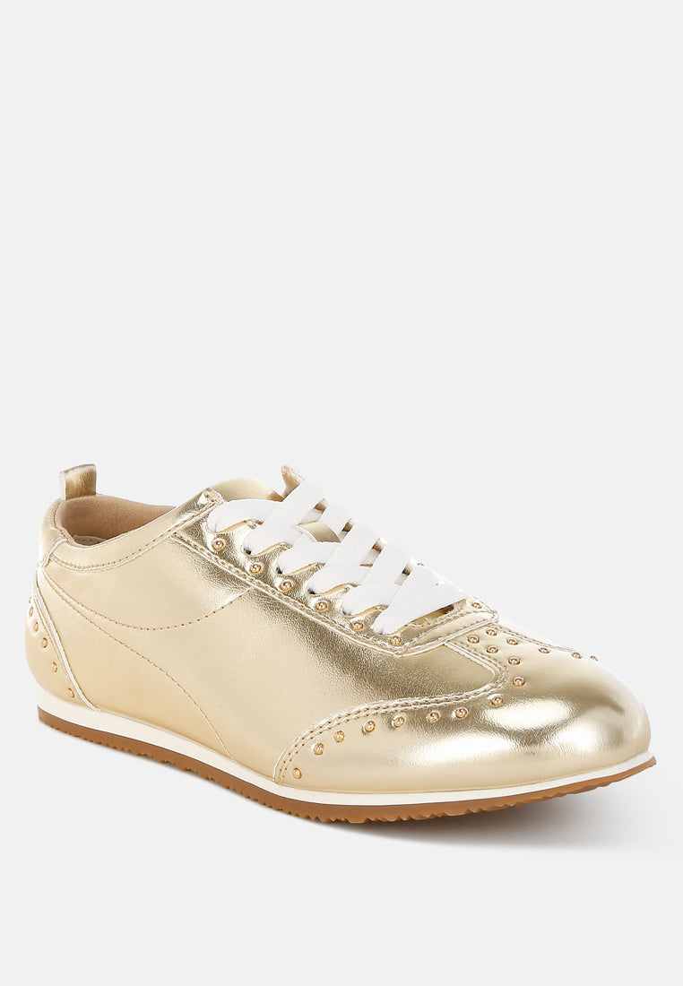 yorika studded metallic pleather sneakers#color_gold