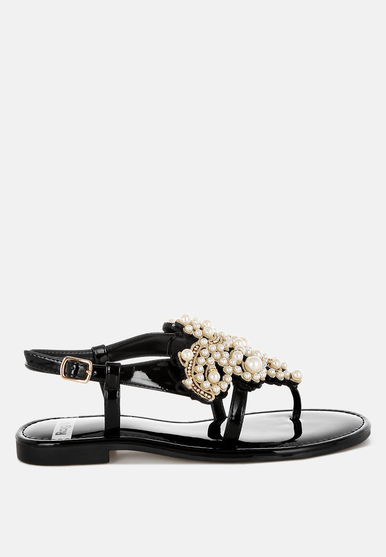 zalata pearl studded flats#color_black