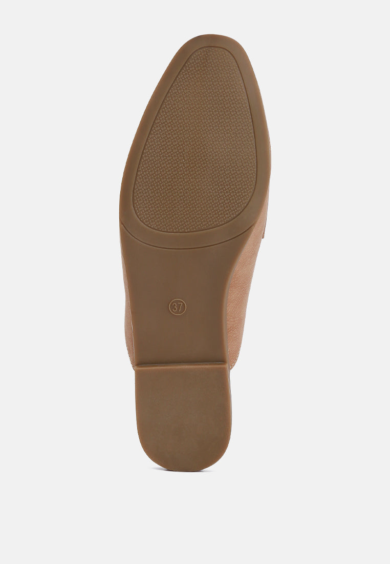 Abner Horsebit Embellished Raffia Slip On Mules In Taupe#color_taupe