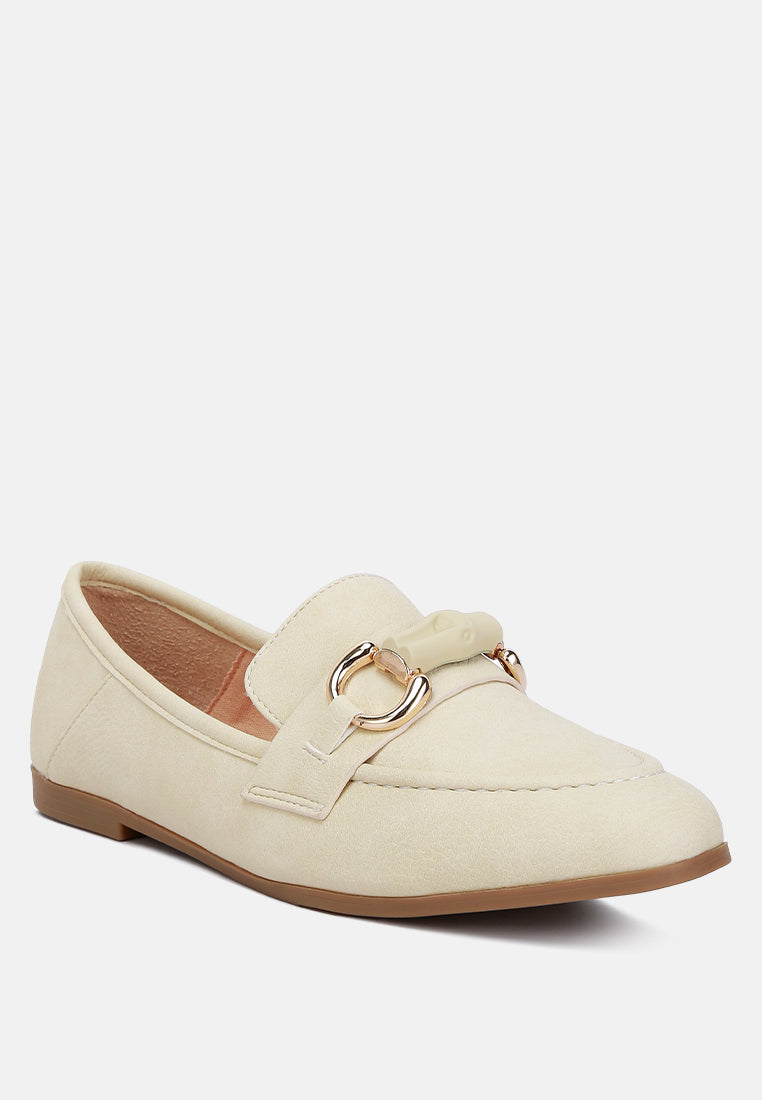 Asher Horsebit Embellished Raffia Loafers In Beige#color_beige