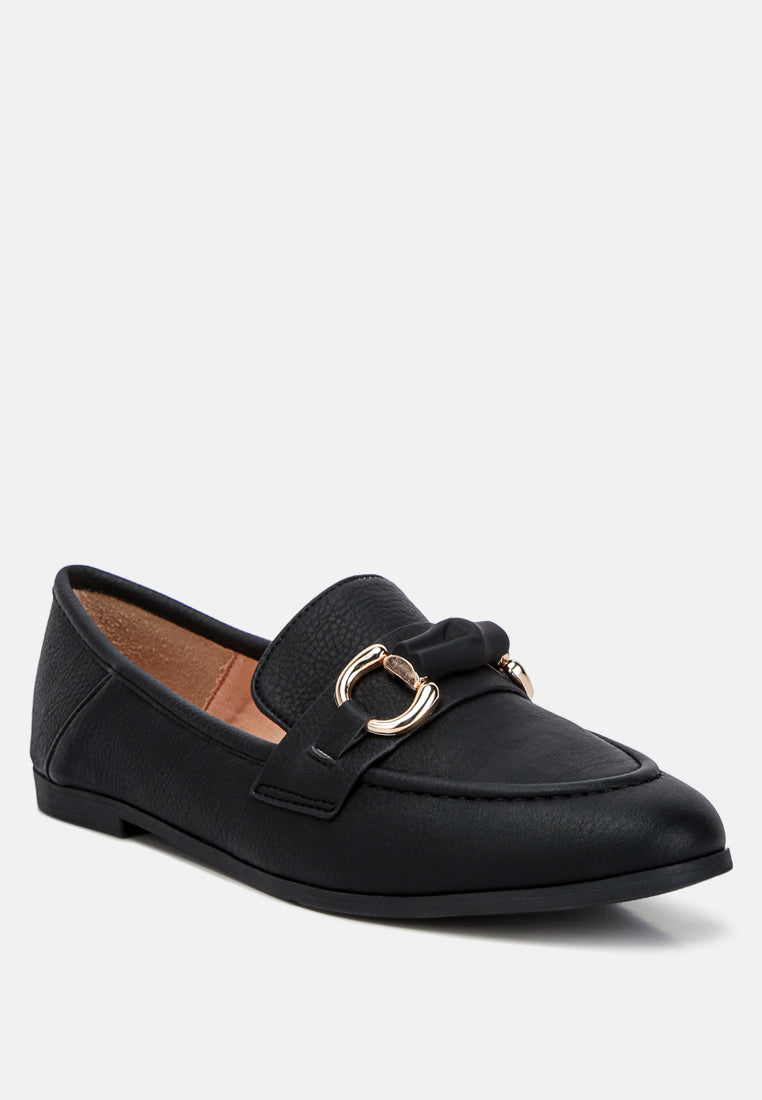 Asher Horsebit Embellished Raffia Loafers In Black#color_black
