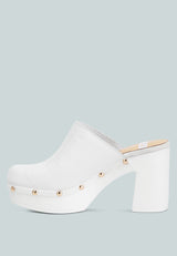 Benji Recycled Leather Clogs In White#color_white