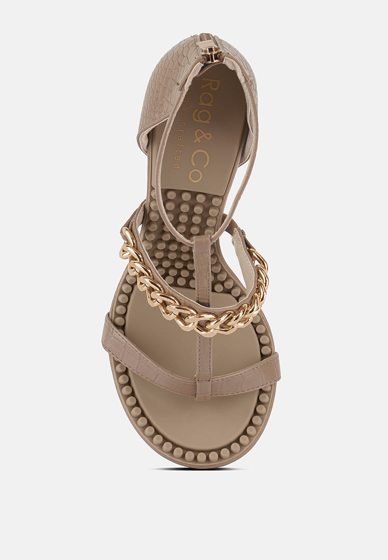 DAKOTA Metal Chain Embellishment Sandals in Latte#color_latte