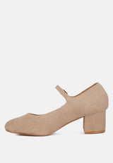 DALLIN Suede Block Heel Mary Janes in Sand#color_sand