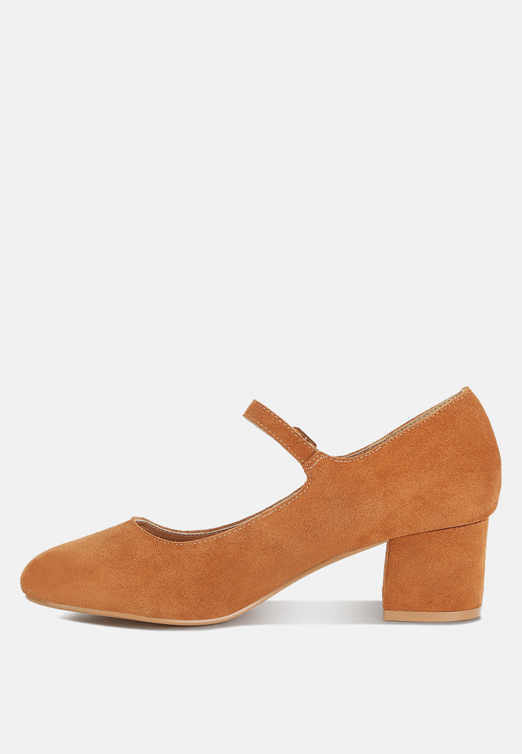 DALLIN Suede Block Heel Mary Janes#color_tan