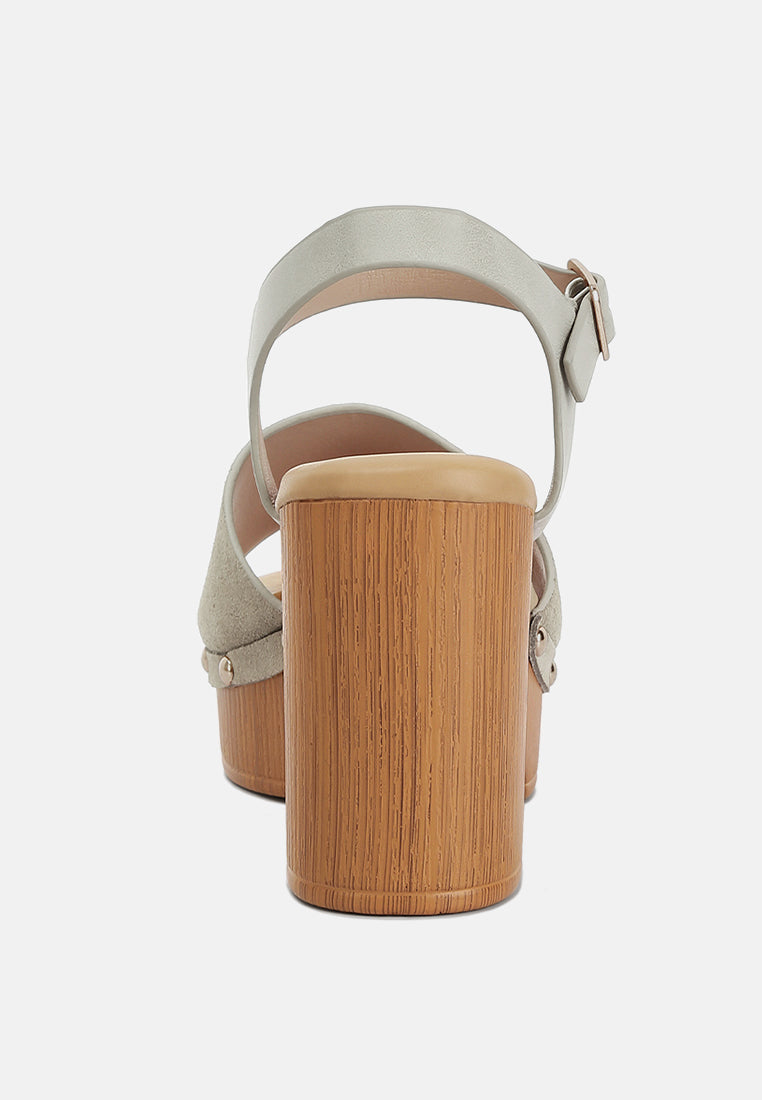 Daniela Suede High Block Sandals In Beige#color_beige