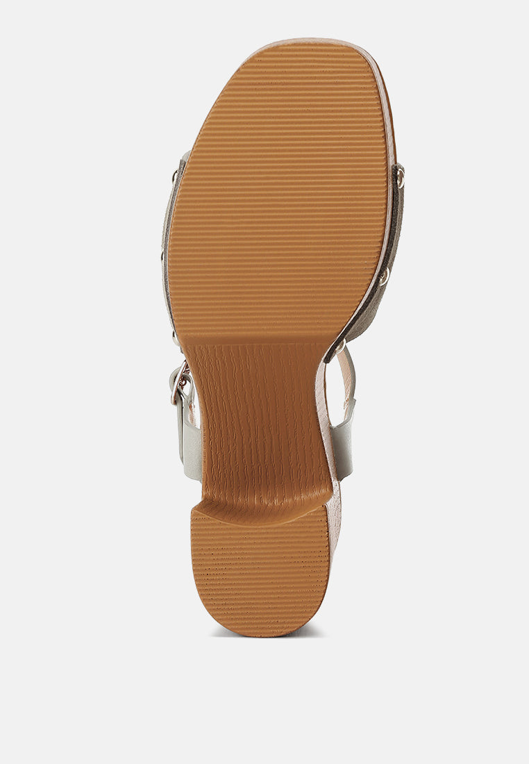 Daniela Suede High Block Sandals In Beige#color_beige