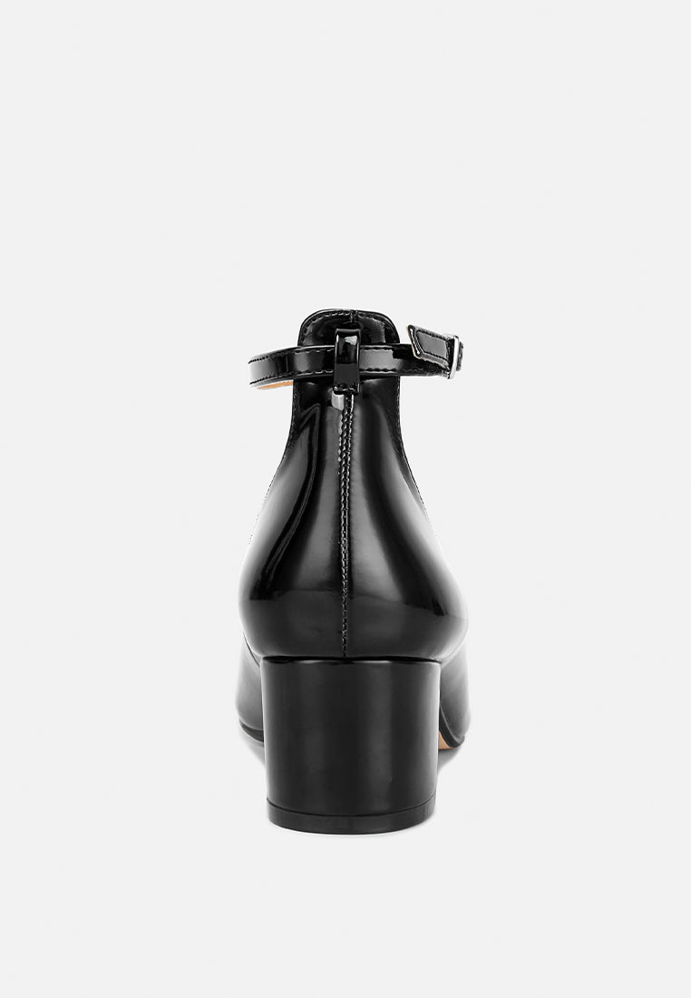 DEBBIE Ankle Strap Low Block Heel Sandals#color_black