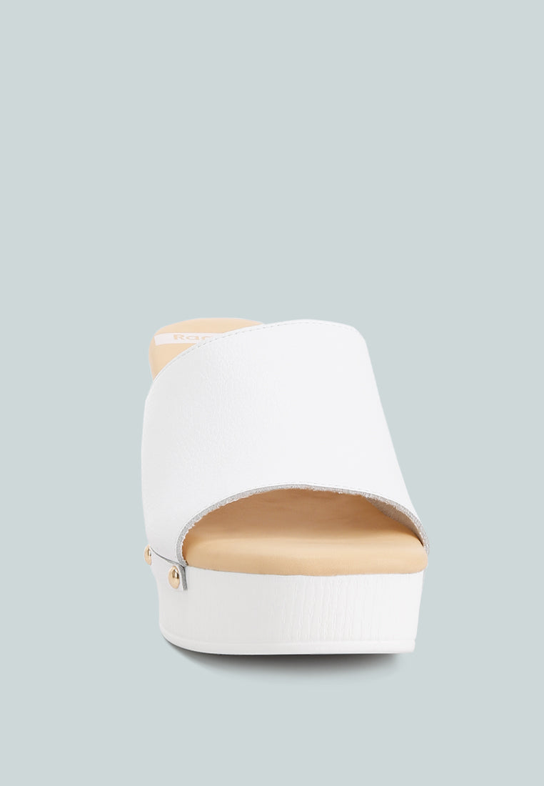 Drew Recycled Leather Block Heel Mules In White#color_white