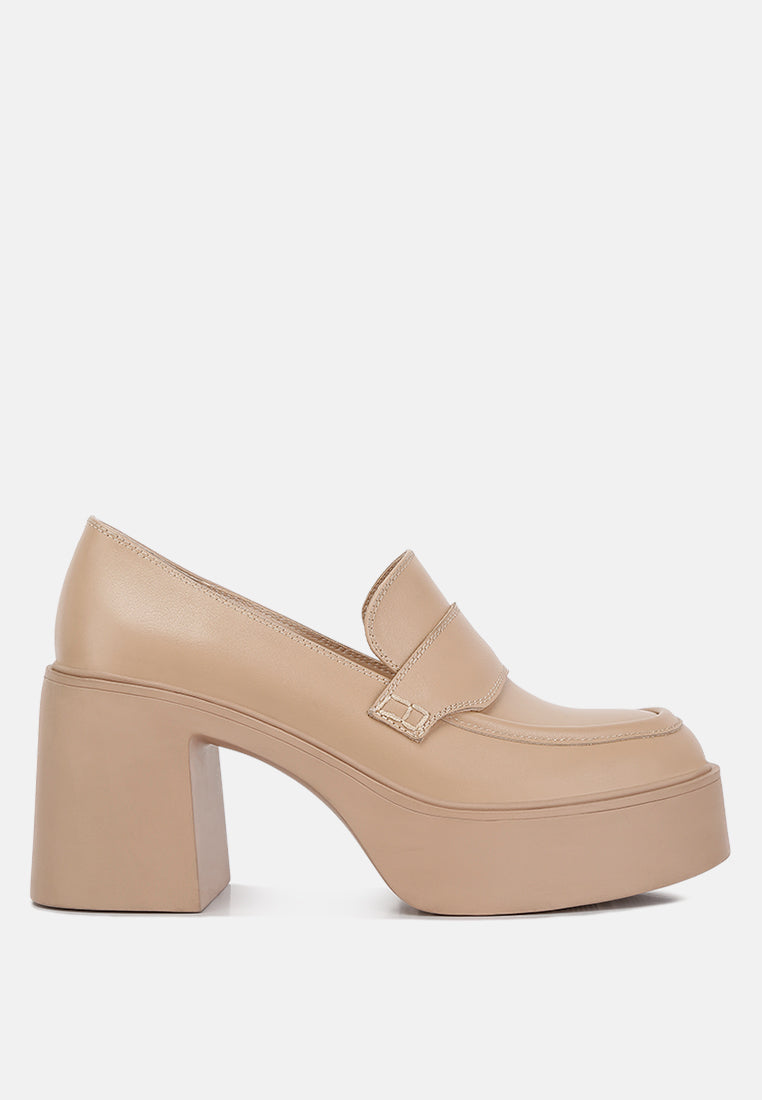 Elspeth Heeled Platform Leather Loafers#color_sand