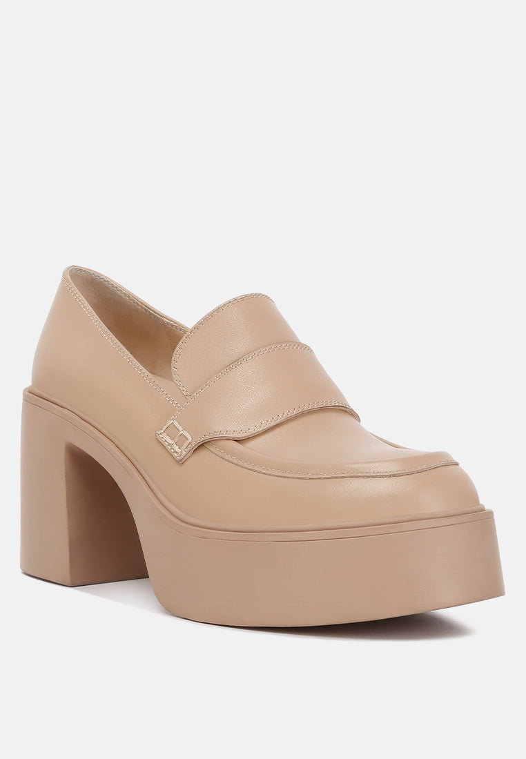 Elspeth Heeled Platform Leather Loafers#color_sand