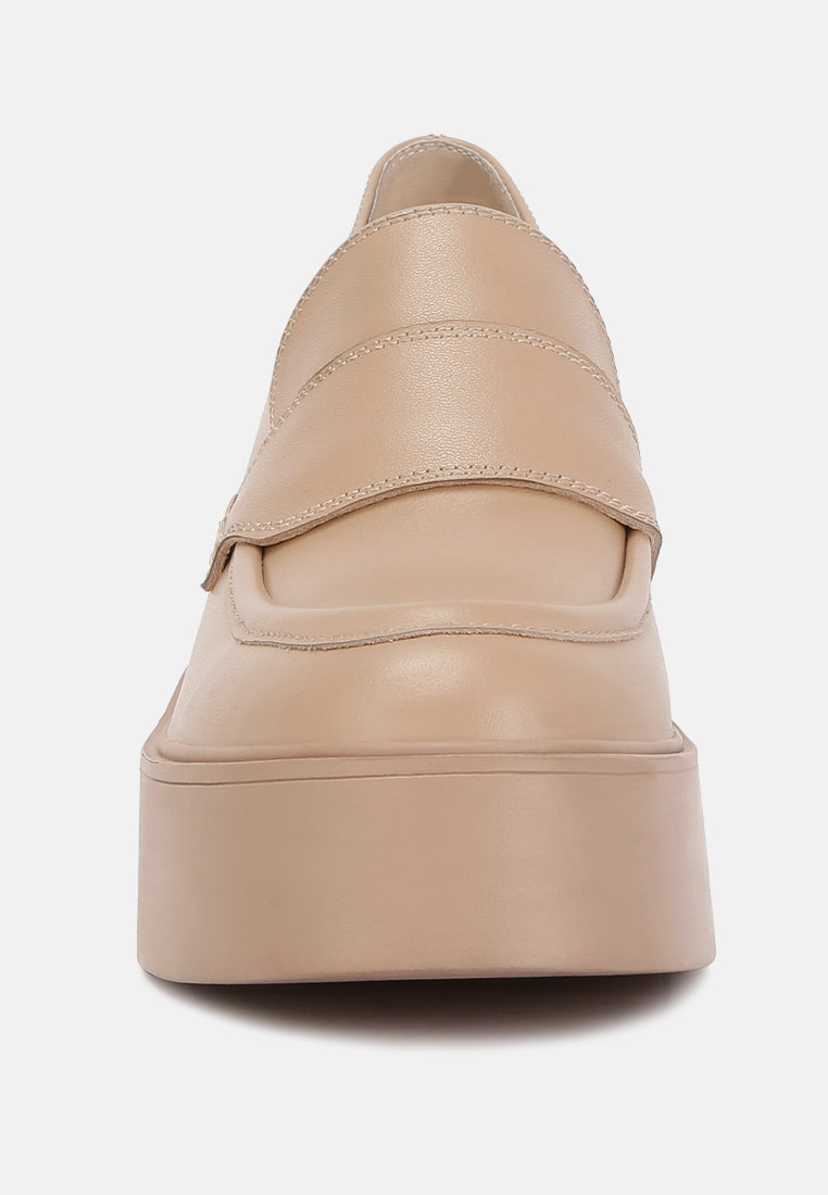 Elspeth Heeled Platform Leather Loafers#color_sand