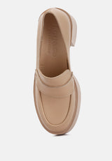 Elspeth Heeled Platform Leather Loafers#color_sand