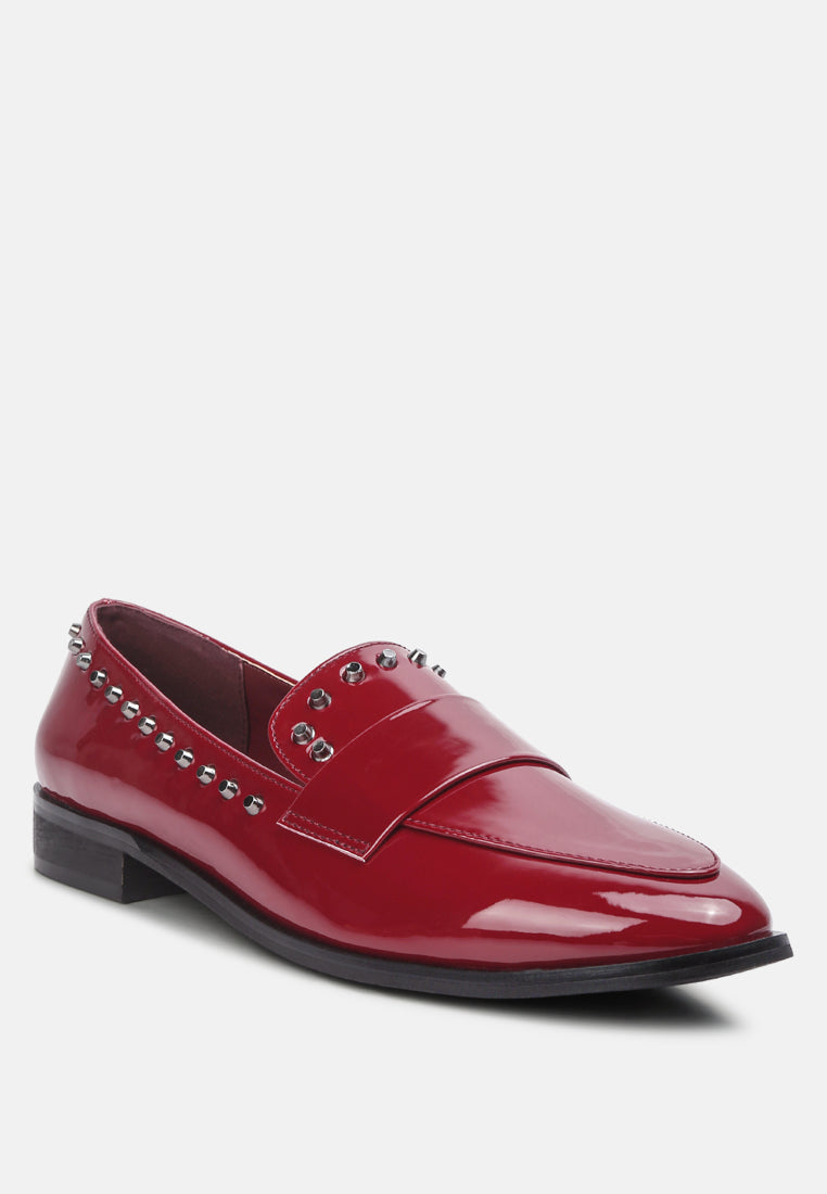 emilia burgundy patent stud penny loafers#color_burgundy