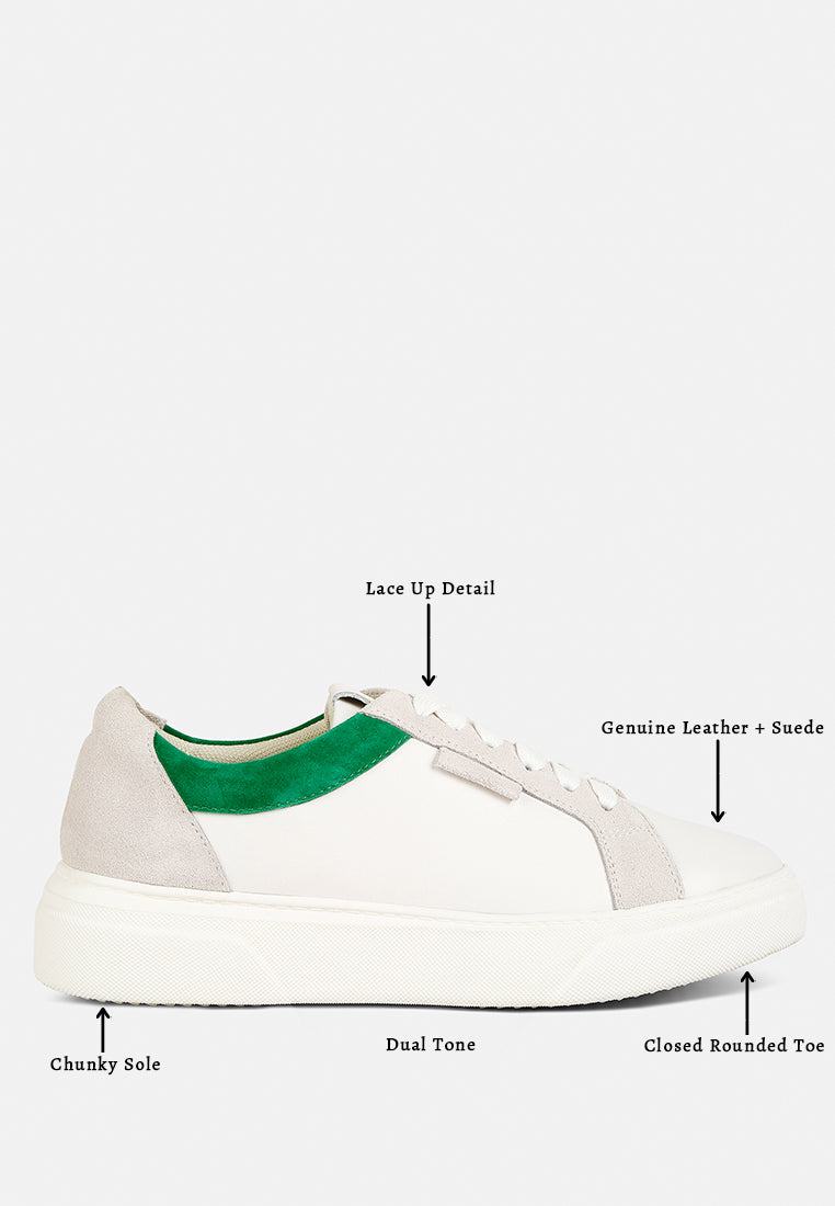 ENDLER Color Block Leather Sneakers#color_green