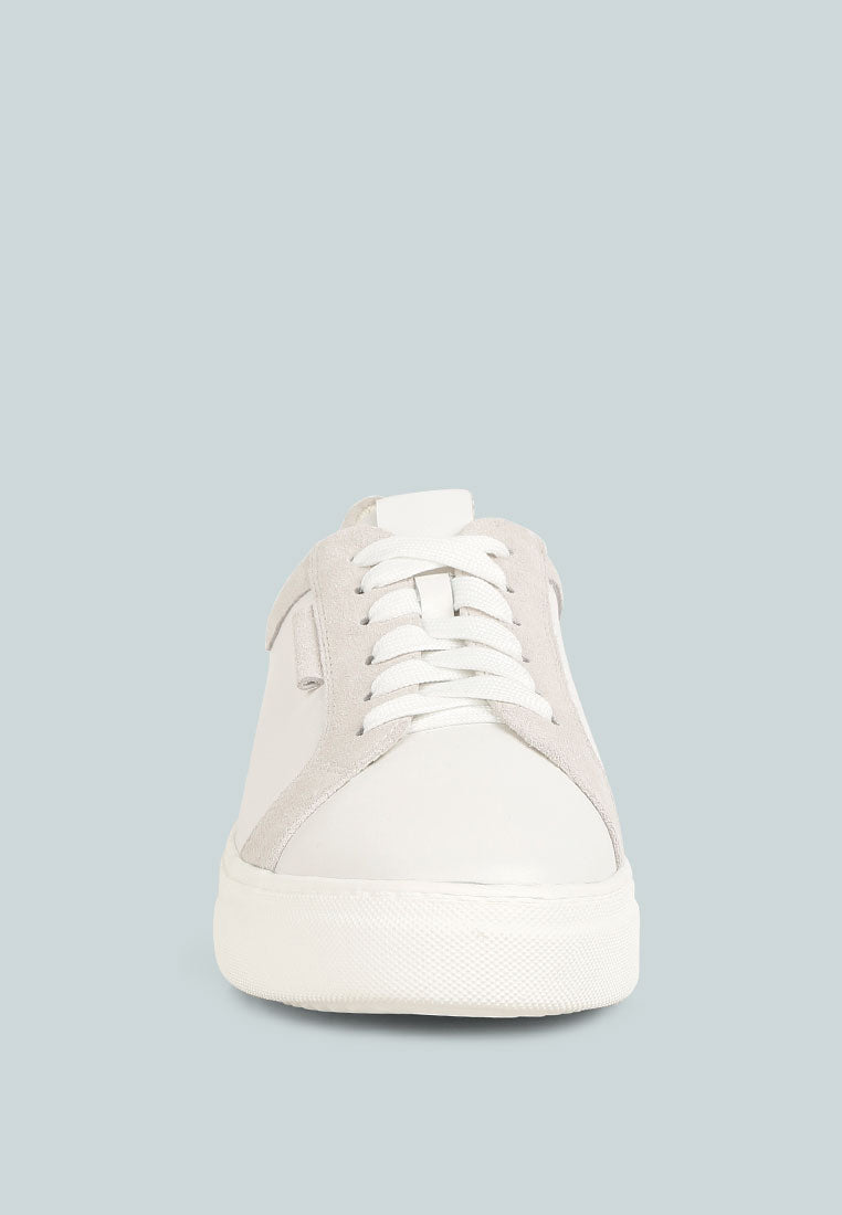 ENDLER Color Block Leather Sneakers in off White#color_white