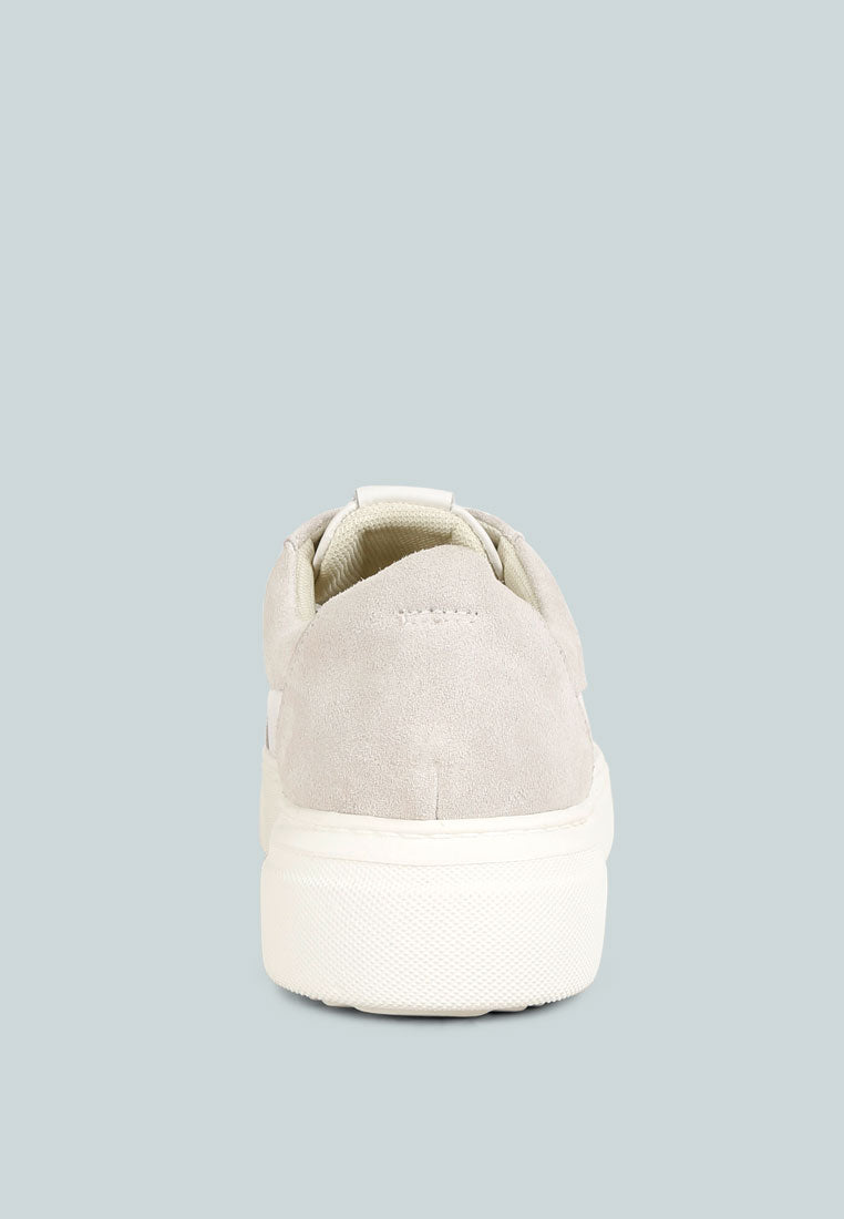 ENDLER Color Block Leather Sneakers in off White#color_white