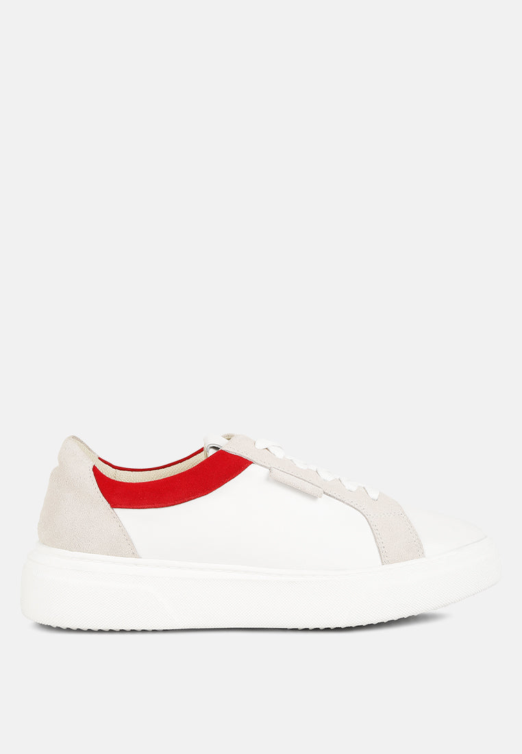 ENDLER Color Block Leather Sneakers#color_red