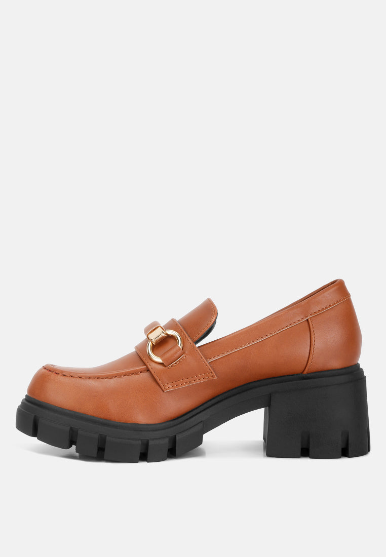 Evangeline chunky platform loafers#color_tan