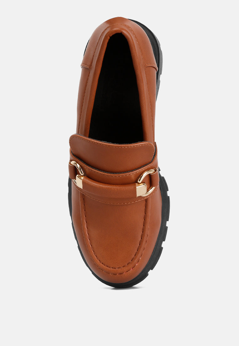 Evangeline chunky platform loafers#color_tan