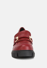 Evangeline chunky platform loafers#color_burgundy