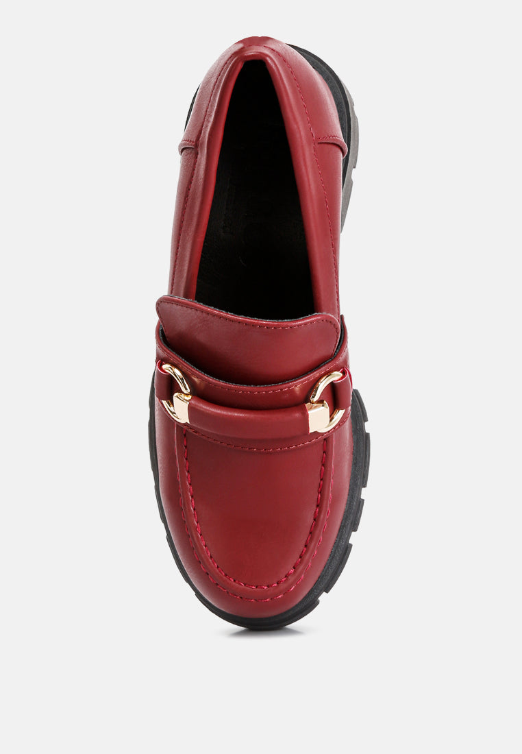 Evangeline chunky platform loafers#color_burgundy