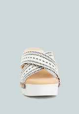 FInley Raffia High Block Heel Mules In White#color_white