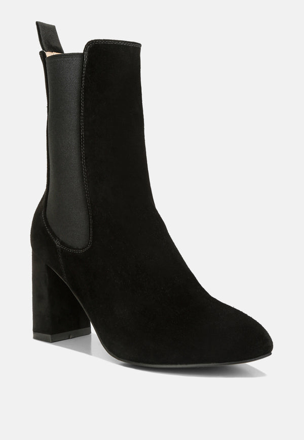 Gaven Suede High Ankle Chelsea Boots In Black#color_black