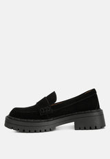 Honora Suede Chunky Loafers In Black#color_black