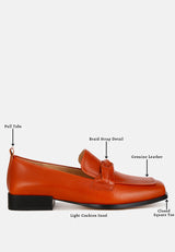 hostess genuine leather braided loafers#color_cognac