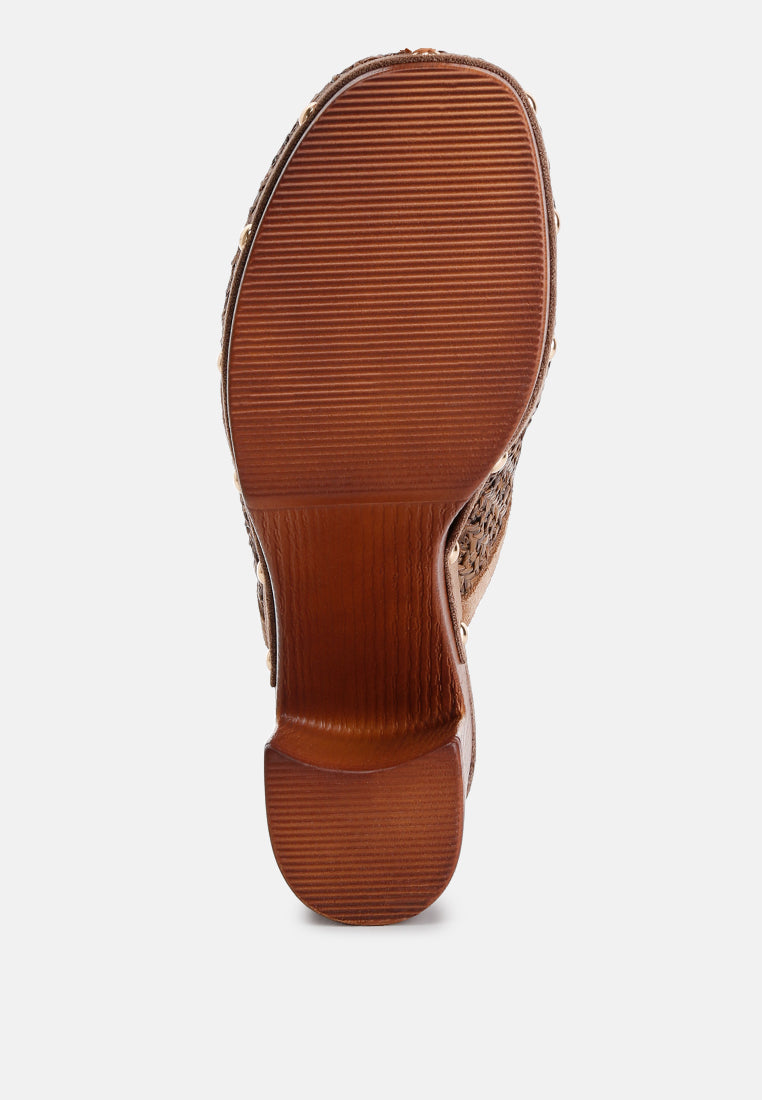 Jeydena Raffia Platform Clogs In Brown#color_brown