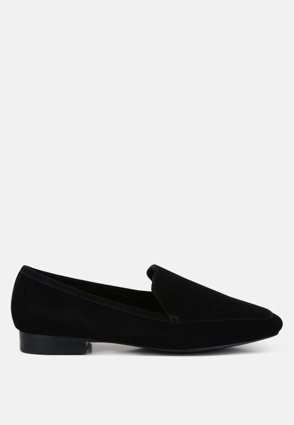 JULIA Black Suede Semi Casual Loafers#color_black