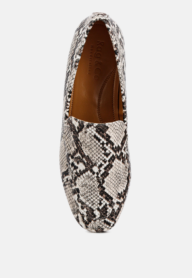 JULIA Snake Skin Textured Loafers color_snake print