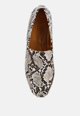 JULIA Snake Skin Textured Loafers#color_snake-print