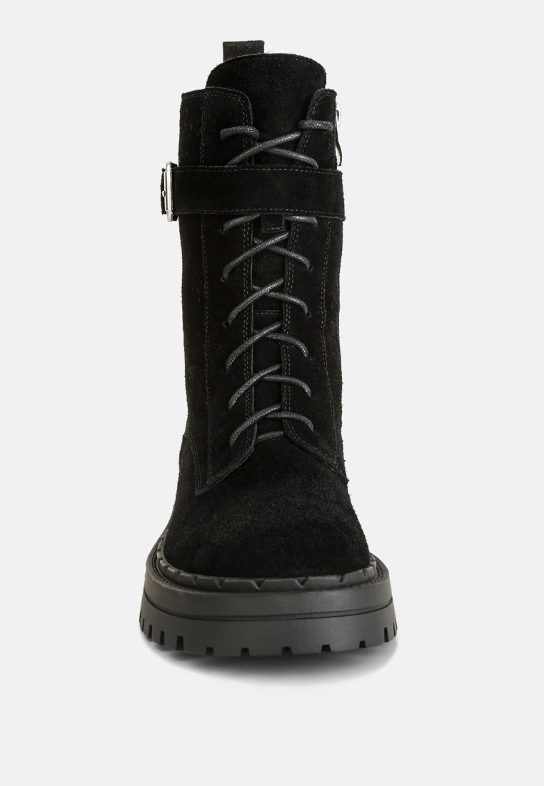Kasper Suede Chunky Lug Boots In Black#color_black