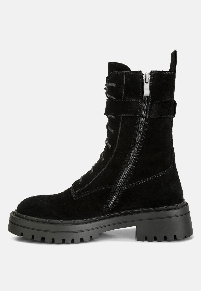Kasper Suede Chunky Lug Boots In Black#color_black