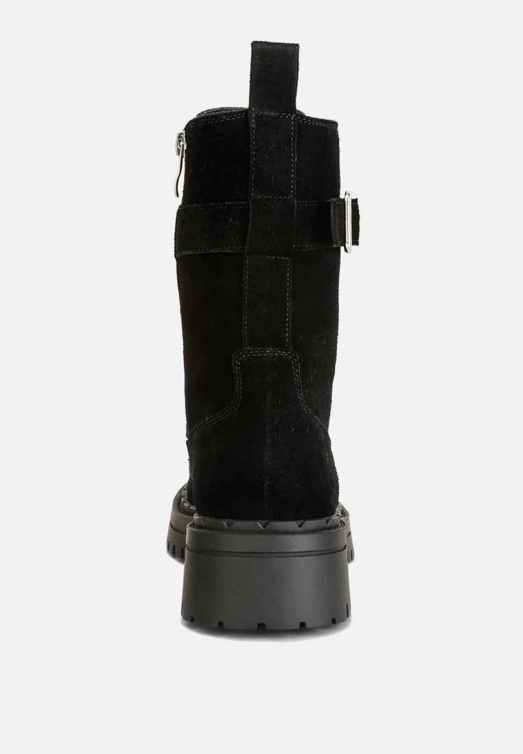Kasper Suede Chunky Lug Boots In Black#color_black
