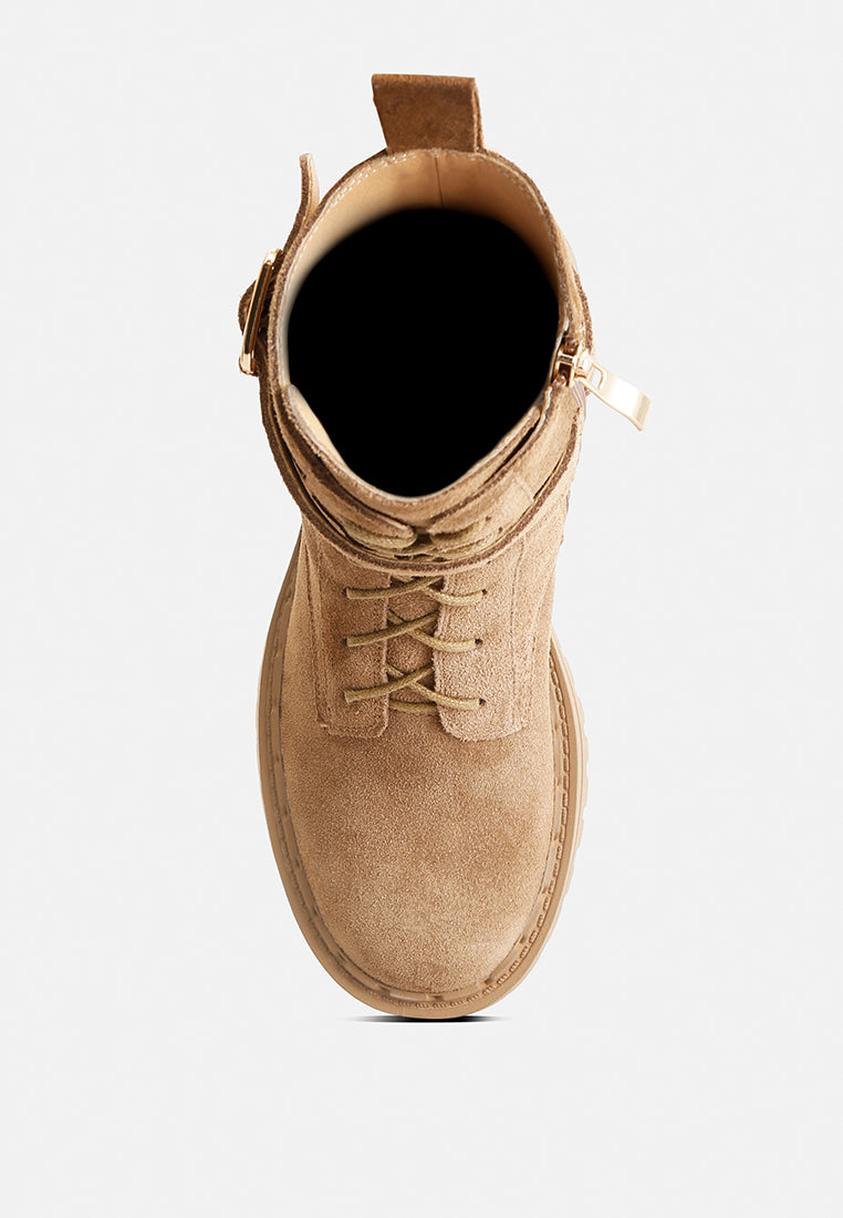 Kasper Suede Chunky Lug Boots In Tan#color_tan