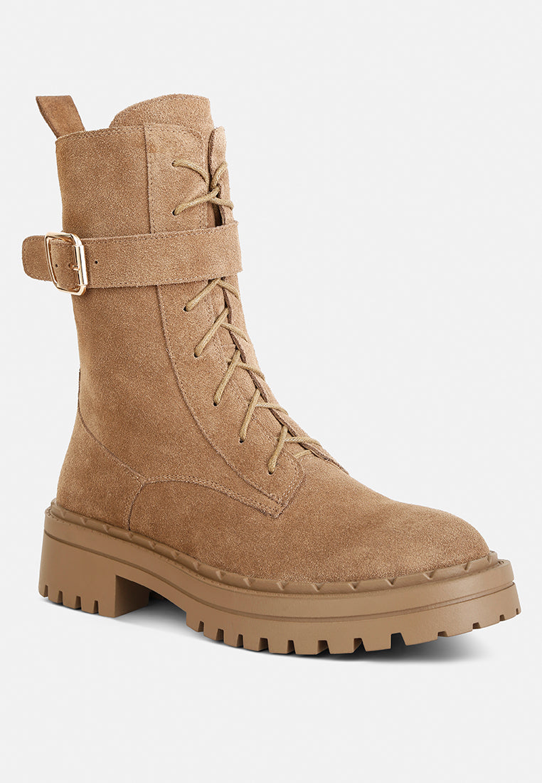Kasper Suede Chunky Lug Boots In Tan#color_tan