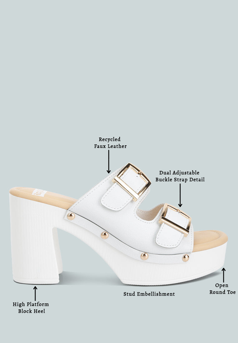 Kenna Dual Buckle Strap Sandals In White#color_white
