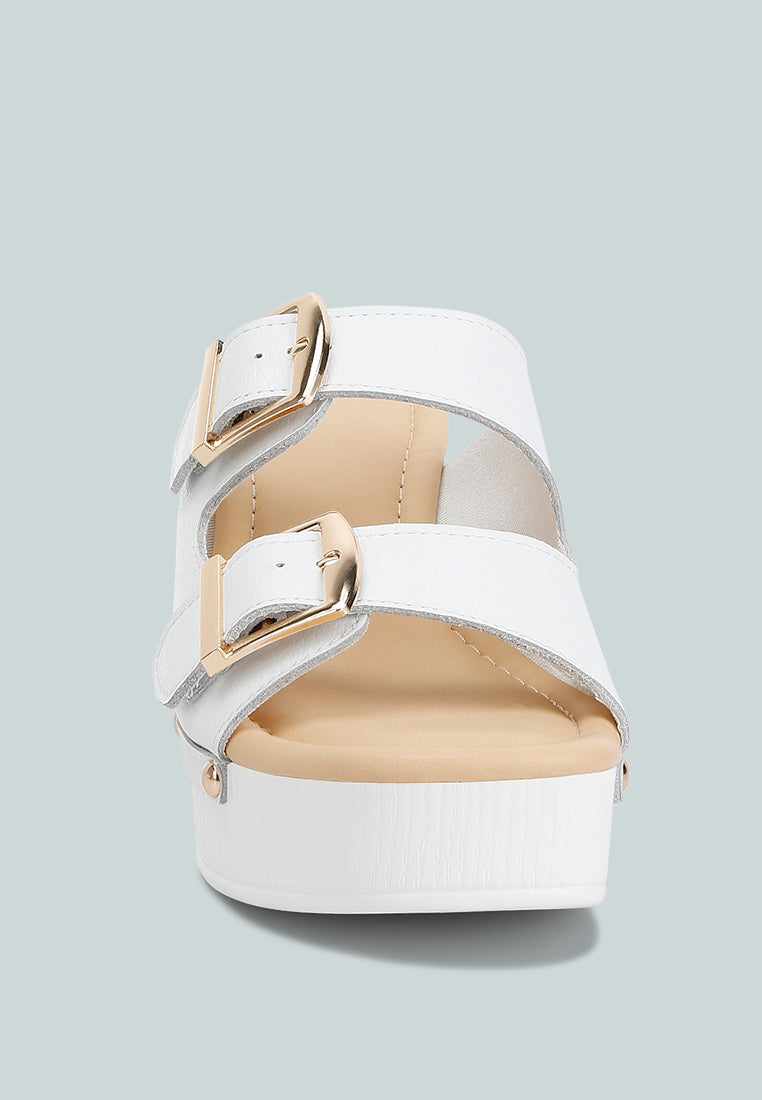 Kenna Dual Buckle Strap Sandals In White#color_white