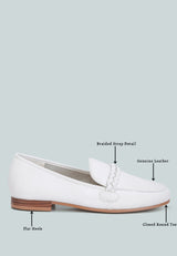 Kita Braided Strap Detail Loafers In White#color_white