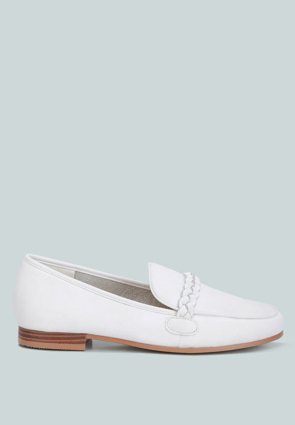 Kita Braided Strap Detail Loafers In White#color_white