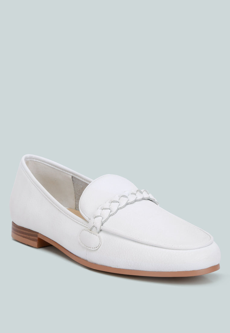 Kita Braided Strap Detail Loafers In White#color_white