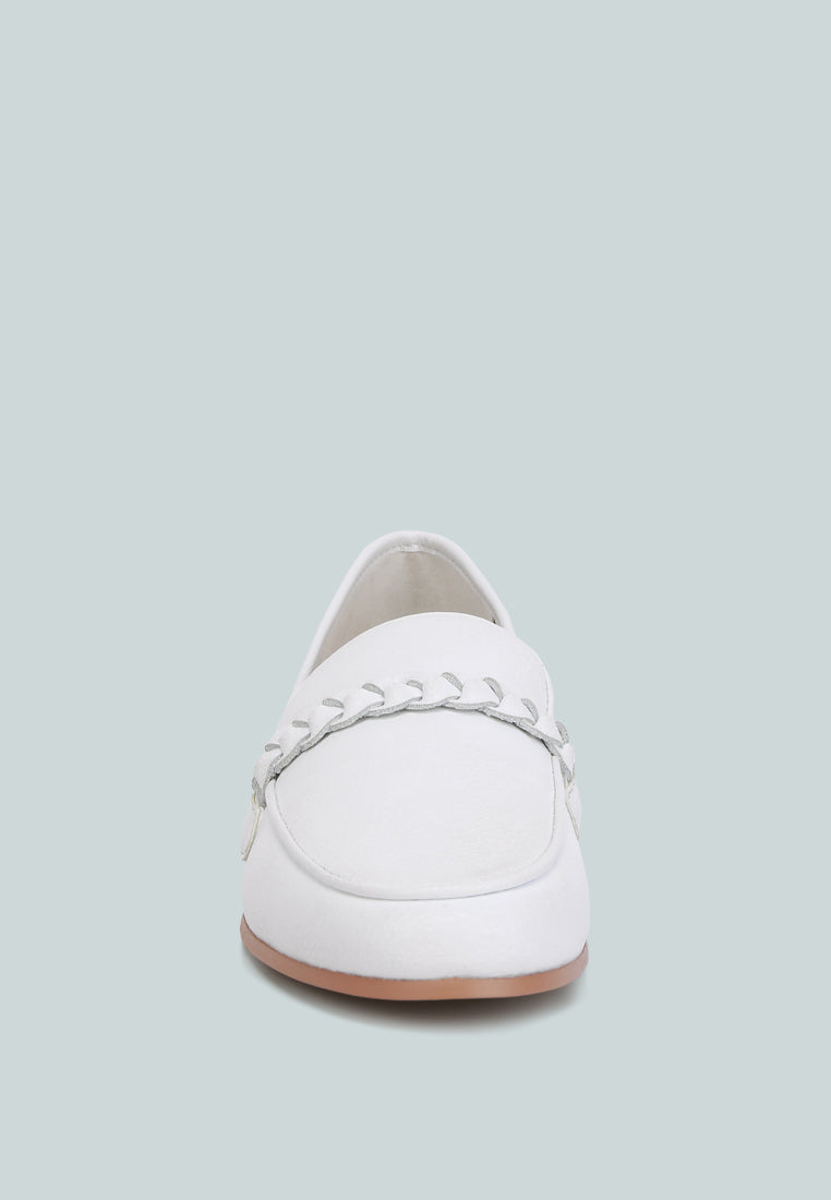 Kita Braided Strap Detail Loafers In White#color_white