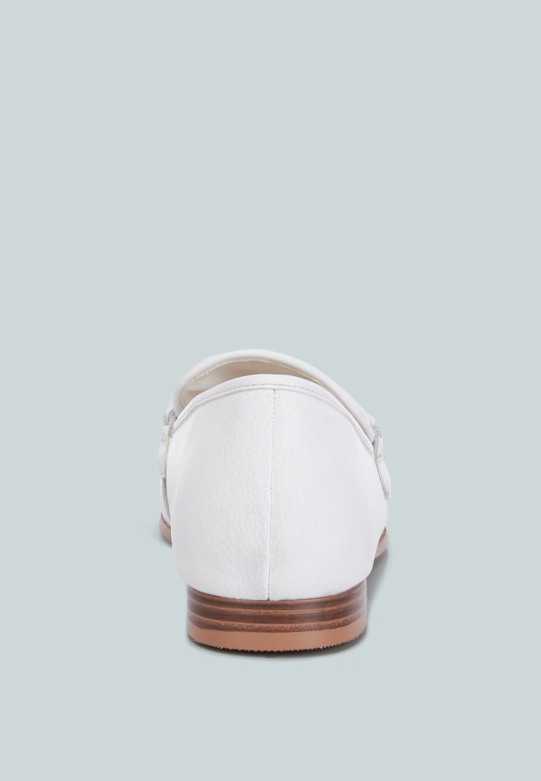 Kita Braided Strap Detail Loafers In White#color_white