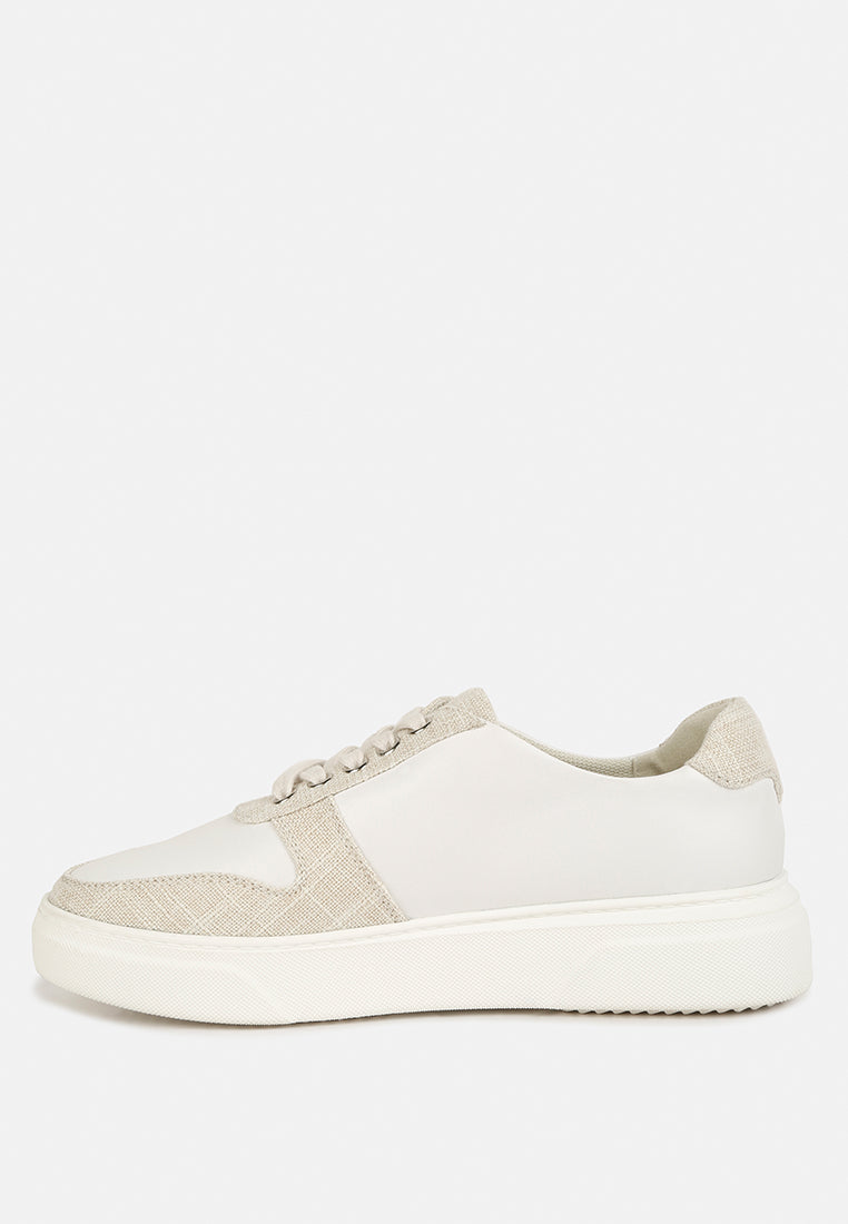 KJAER Dual Tone Leather Sneakers#color_white-Off-white